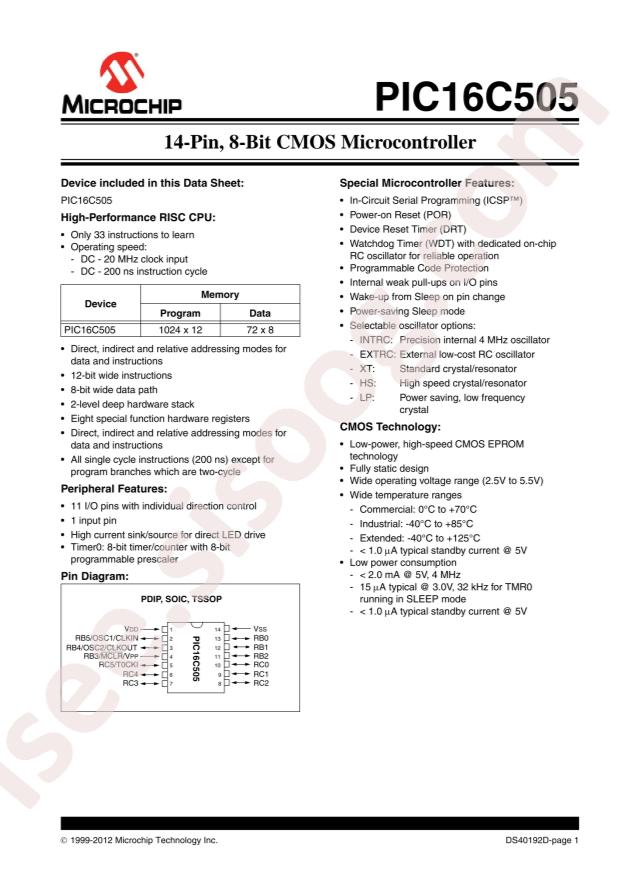 PIC16C505-20E/SL