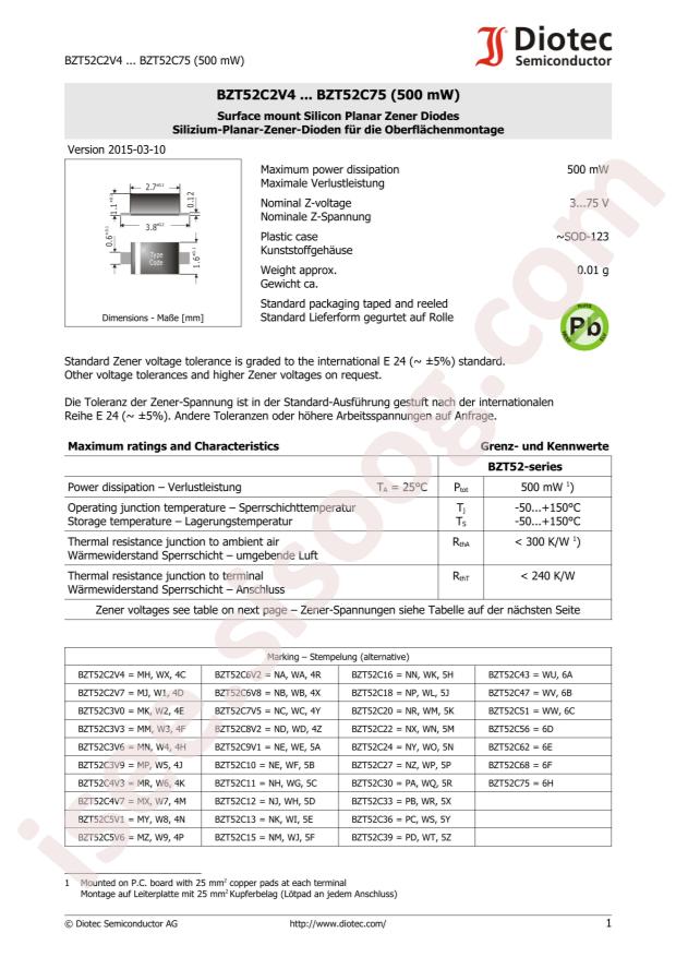(DIOTEC) BZT52C18