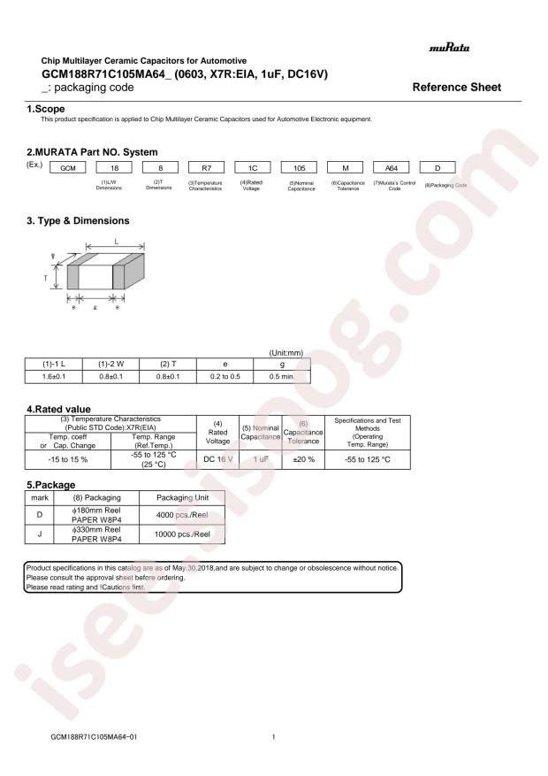 GCM188R71C105MA64D