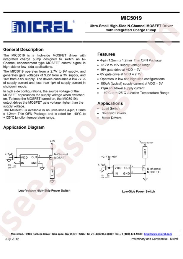 MIC5019YFT-TR