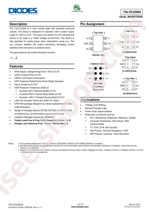 74LVC2G04FX4-7