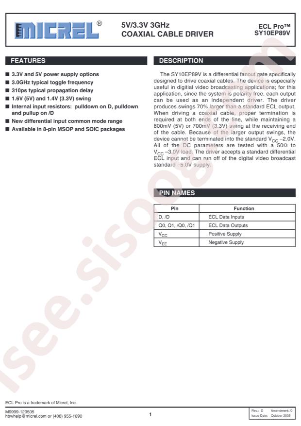 MICROCHIP SY10EP89VZC