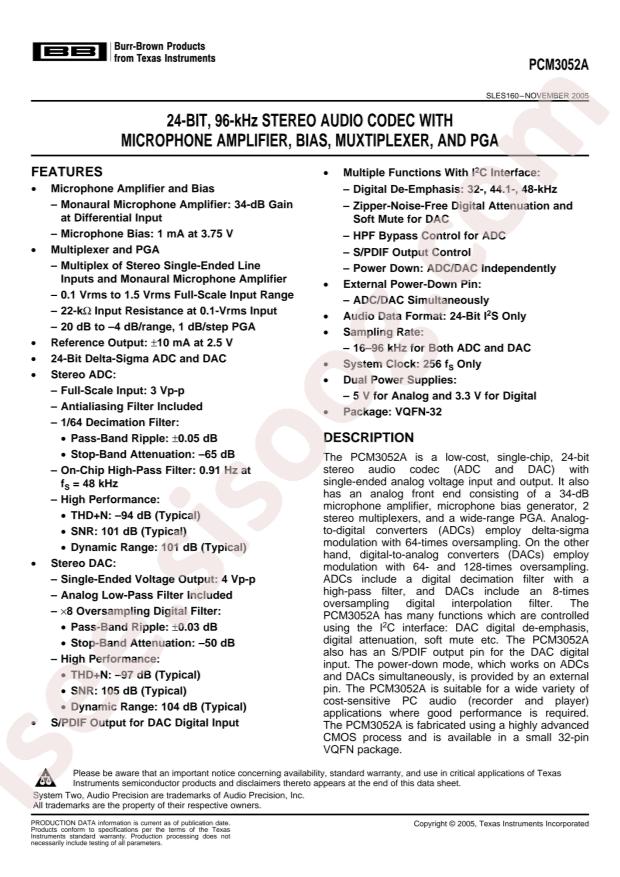 PCM3052ARTFR