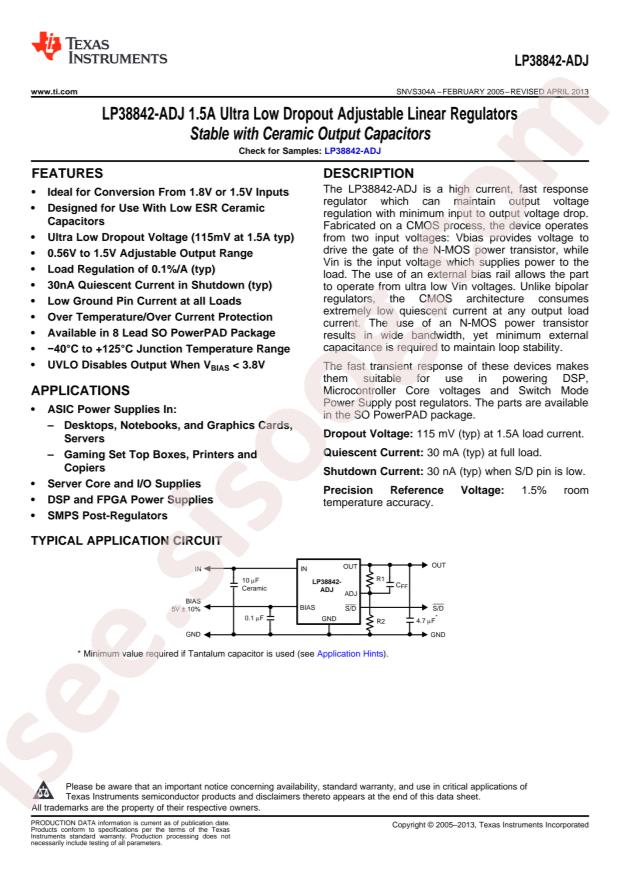 LP38842MR-ADJ/NOPB