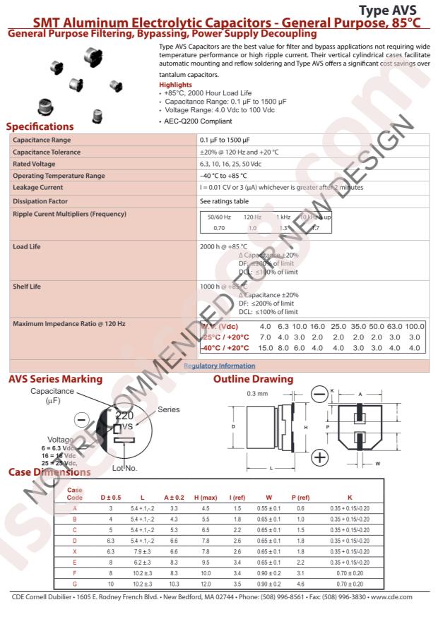Cornell Dubilier Electronics AVS336M63F24B-F