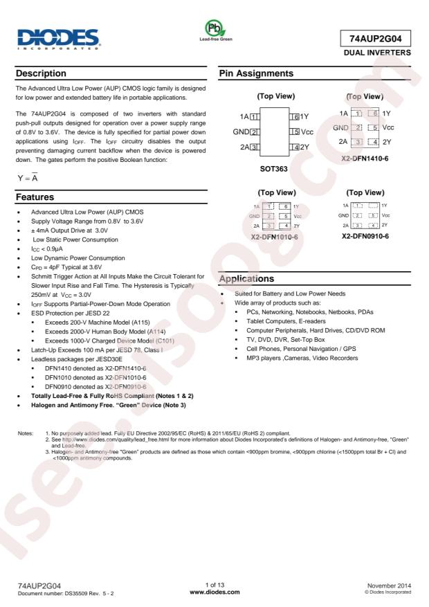 74AUP2G04DW-7