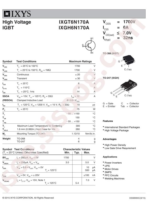 IXGH6N170A