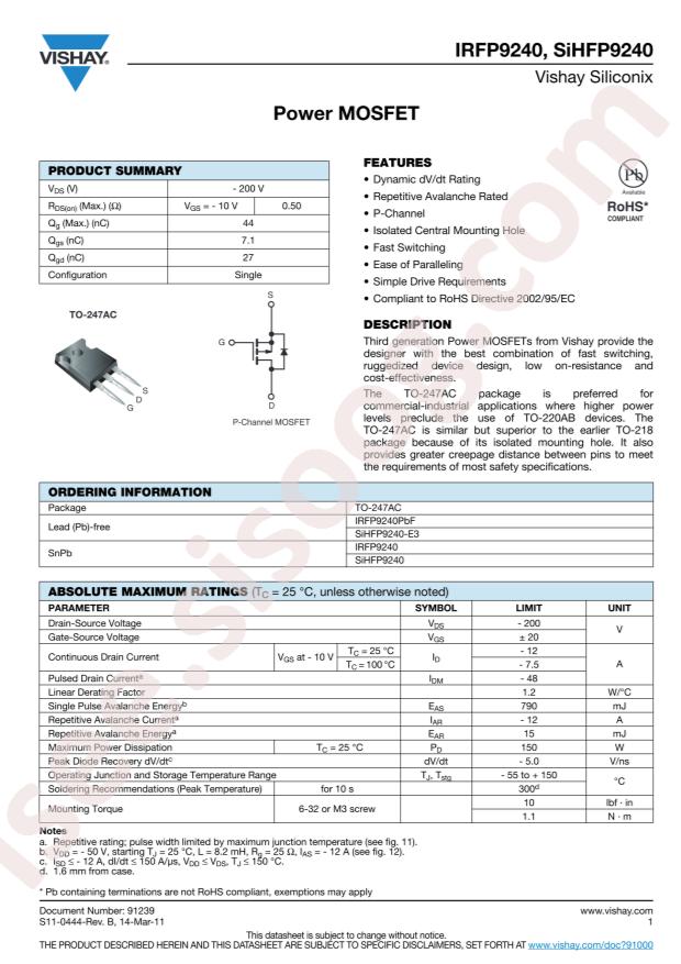 IRFP9240PBF