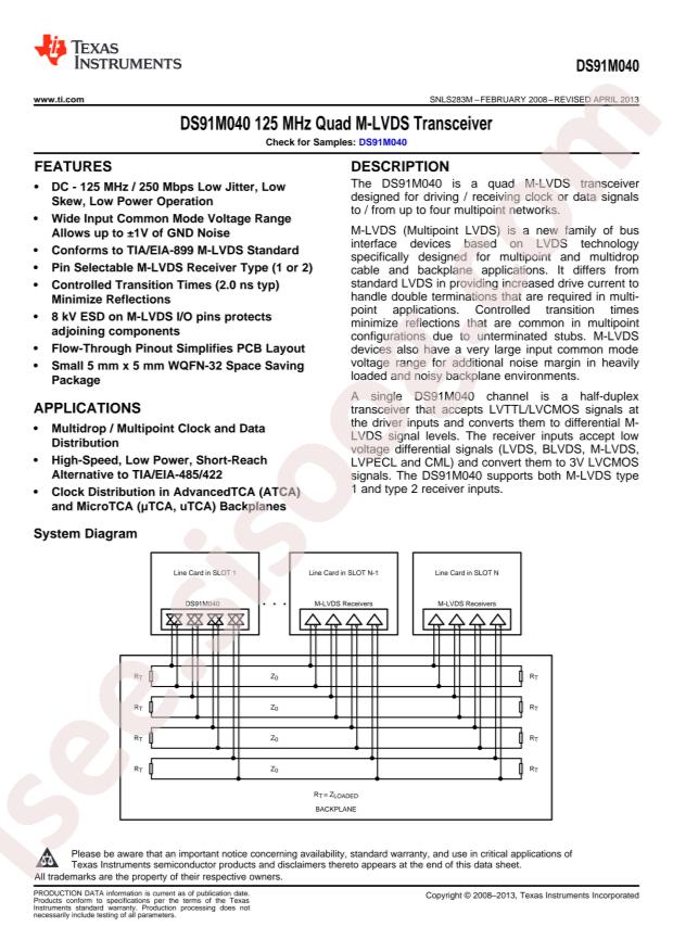 DS91M040TSQE/NOPB