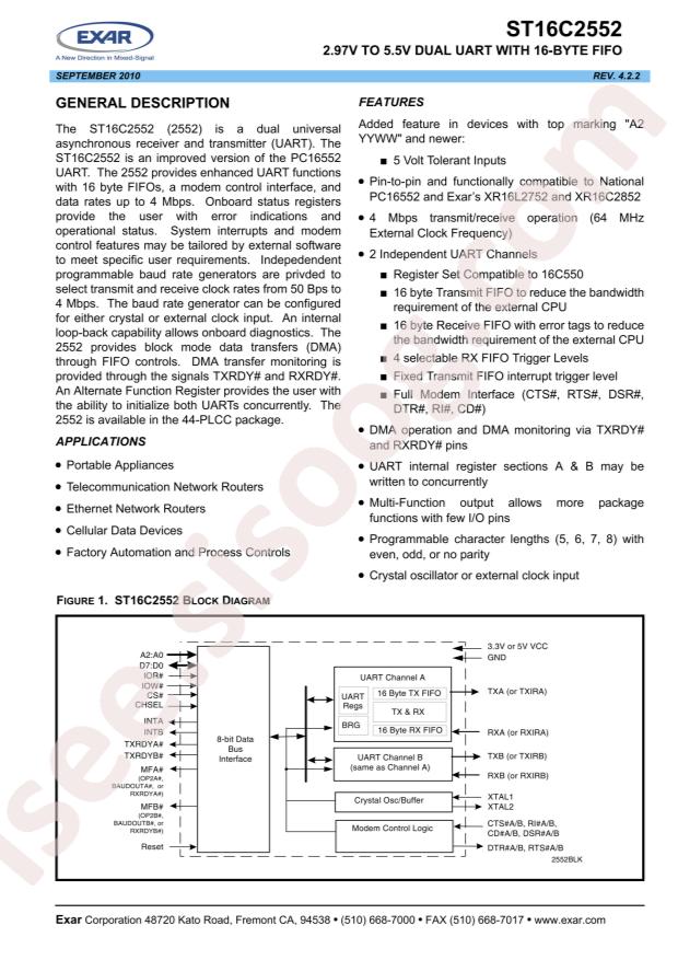 ST16C2552IJ44TR-F