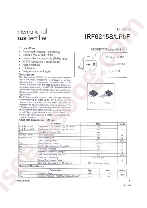 IRF6215STRLPBF