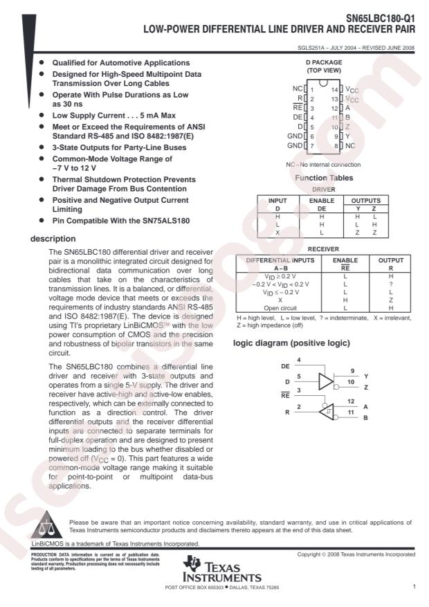 SN65LBC180IDRG4Q1