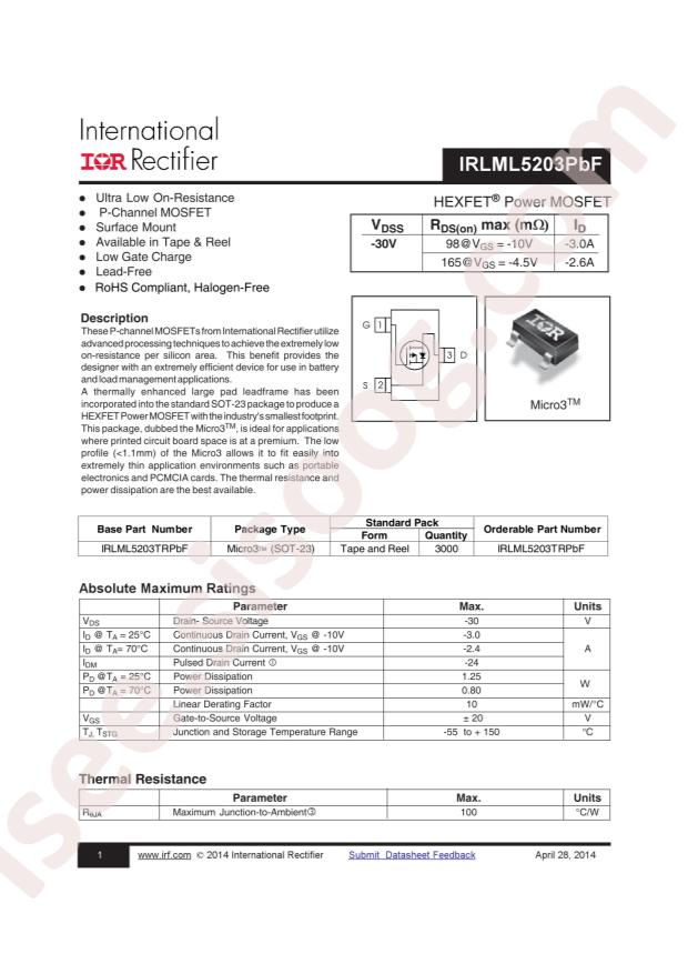 IRLML5203TRPBF