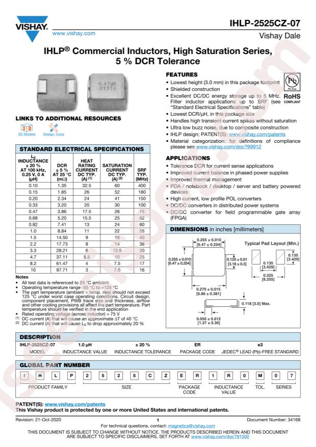 IHLP2525CZERR20M07