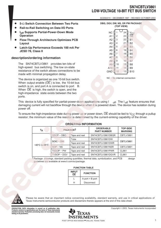 SN74CBTLV3861NSR