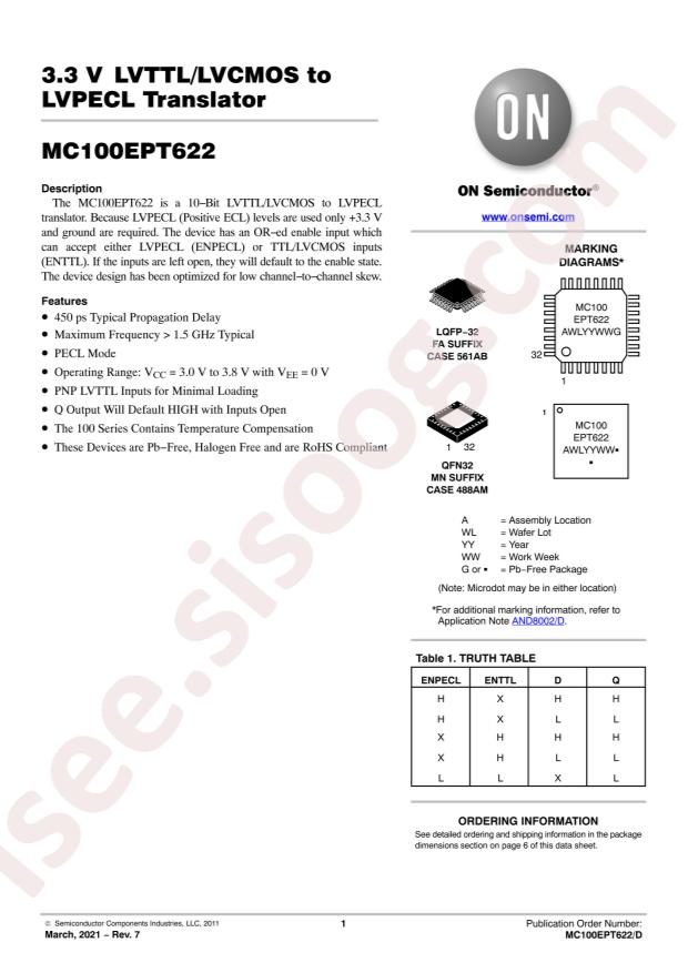 MC100EPT622MNG