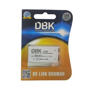 باتری کتابی 9 ولتی قابل شارژ 800 میلی آمپر DBK ( شارژر سر خود )