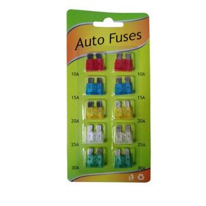 فیوز خودرو بسته کارتی 10 عددی مدل AUTO FUSES