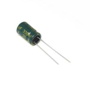 خازن الکترولیتی ایستاده 330µF ولتاژ 25V سایز 13x10mm