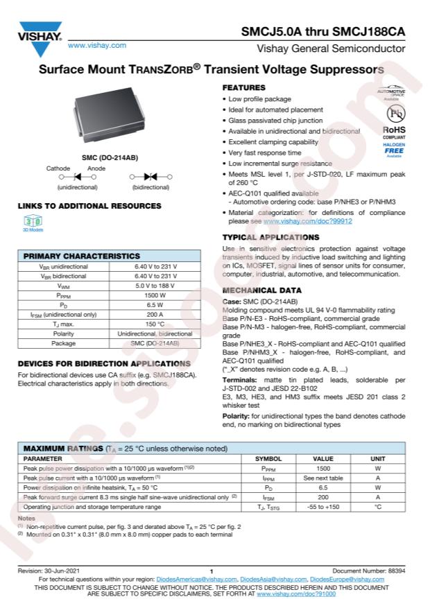 SMCJ188A-E3/57T