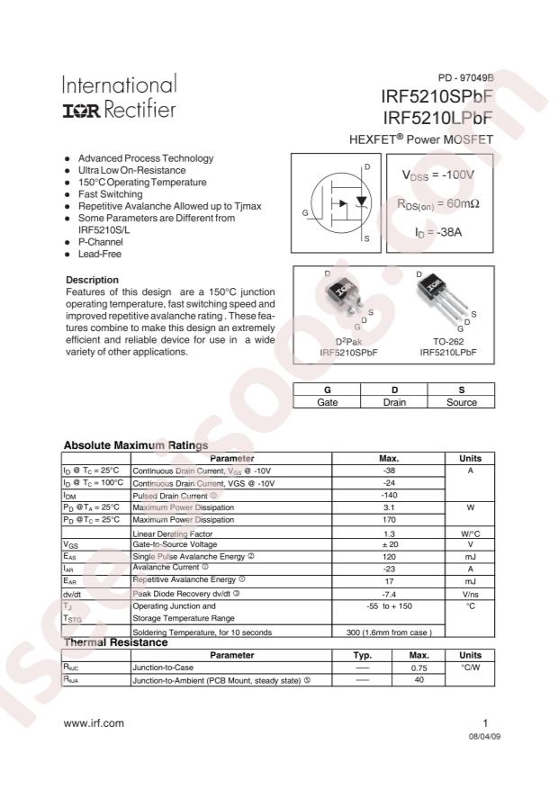 IRF5210STRRPBF