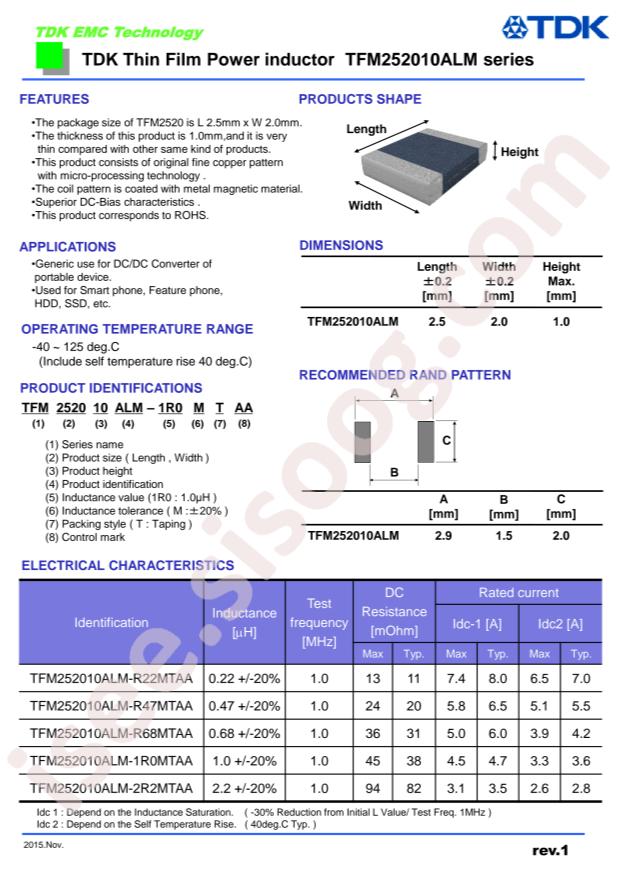 TFM252010ALM-1R0MTAA