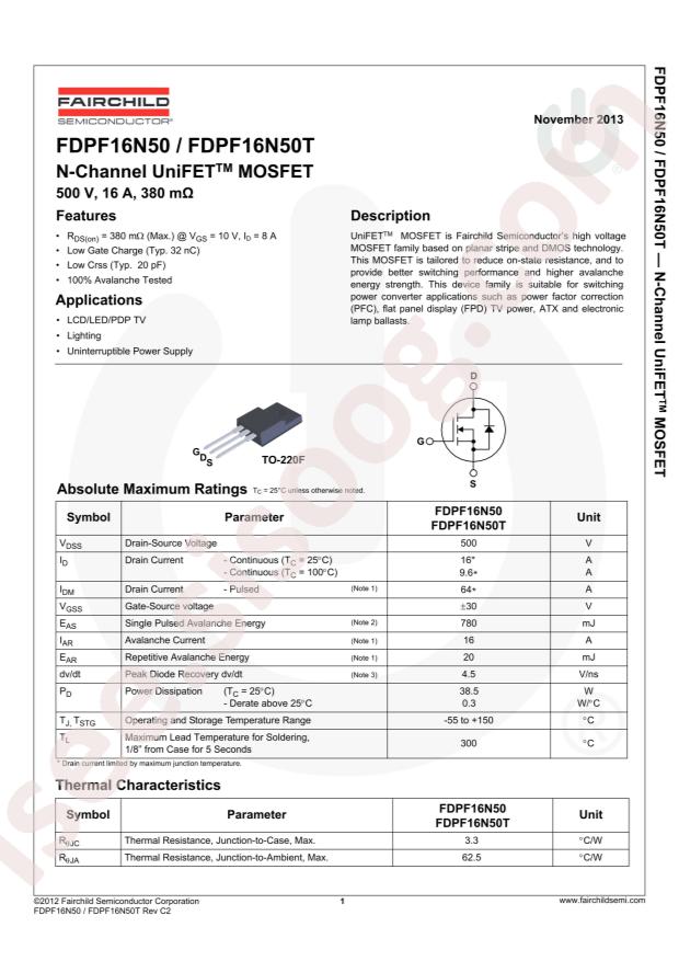 FDPF16N50