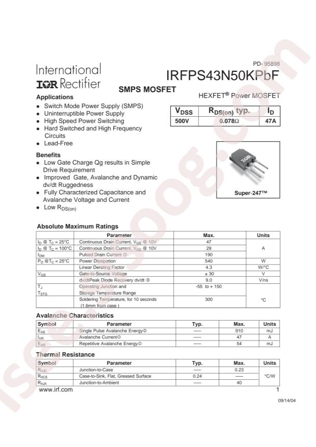 IRFPS43N50KPBF