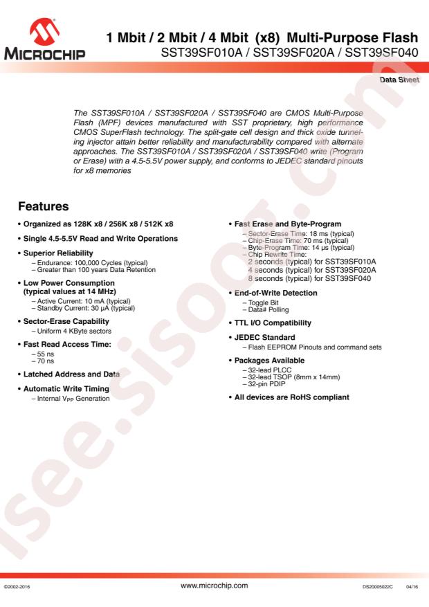 SST39SF010A-70-4C-PHE