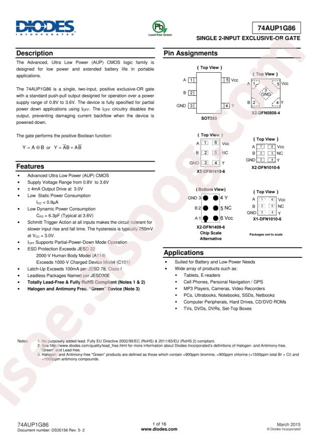 74AUP1G86FZ4-7