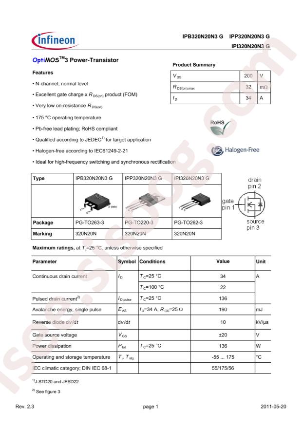 IPP320N20N3 G