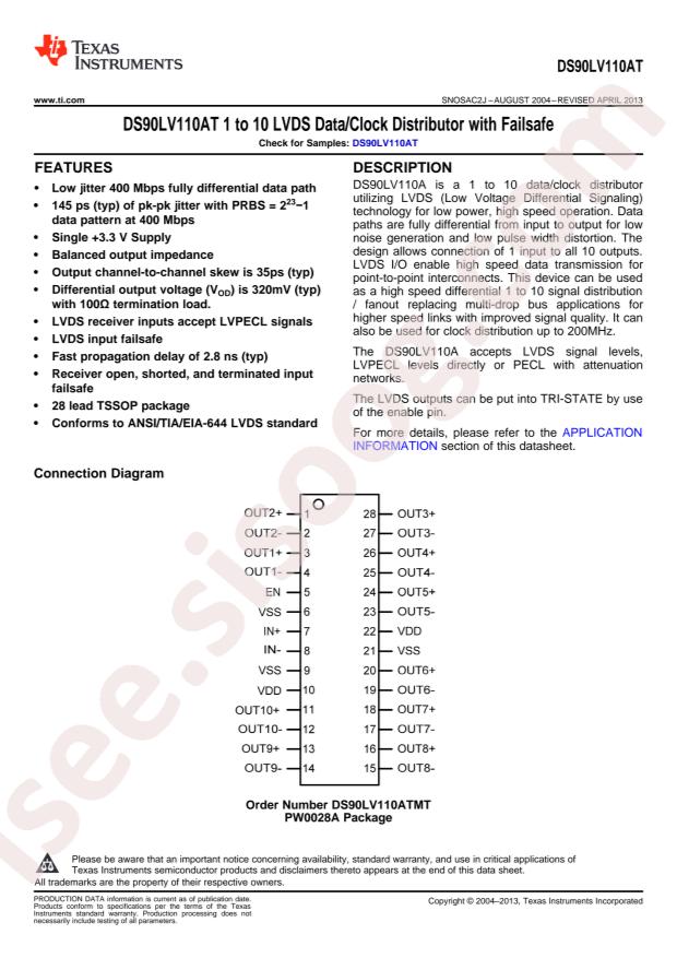 DS90LV110ATMT/NOPB