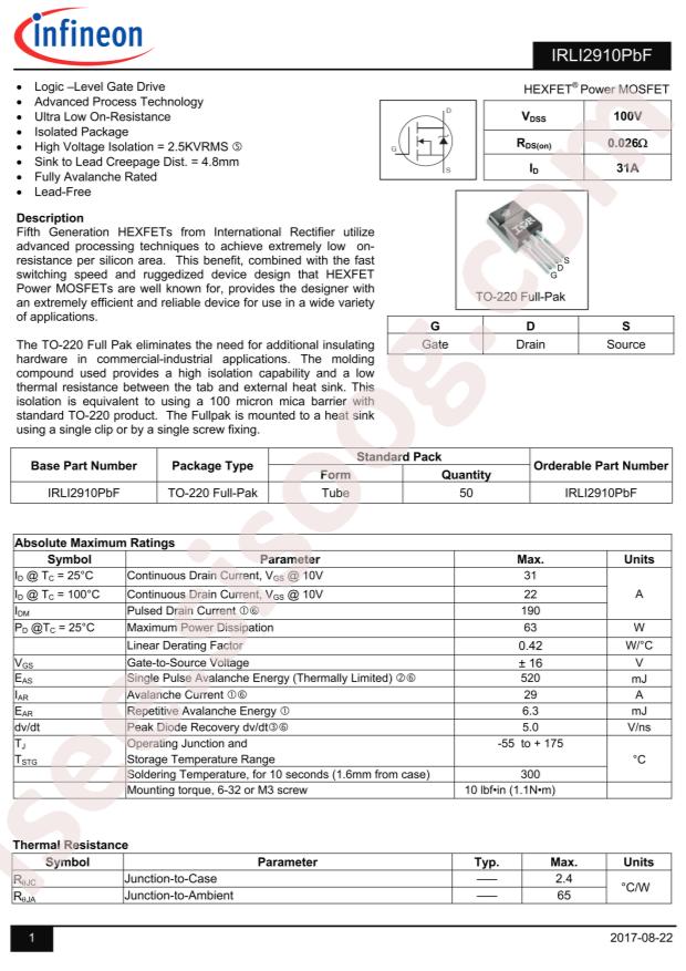 IRLI2910PBF