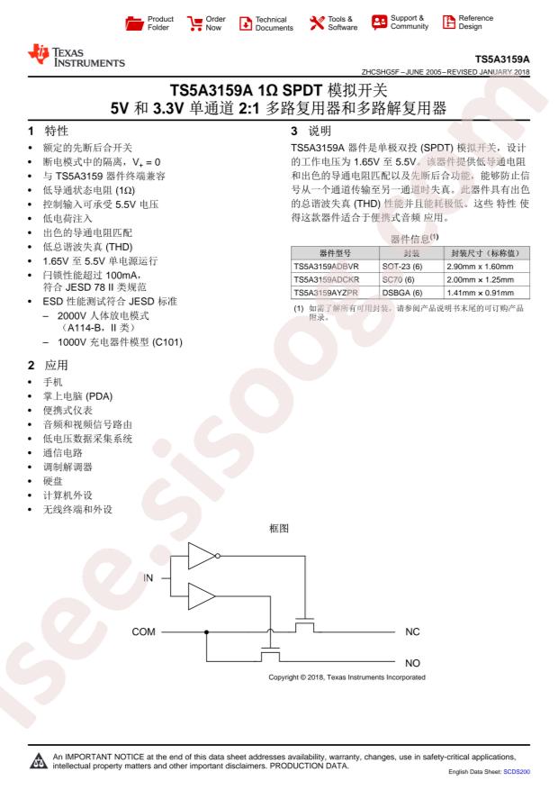 TS5A3159AYZPR