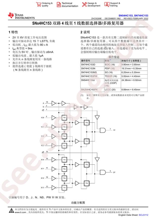 SN74HC153PWR
