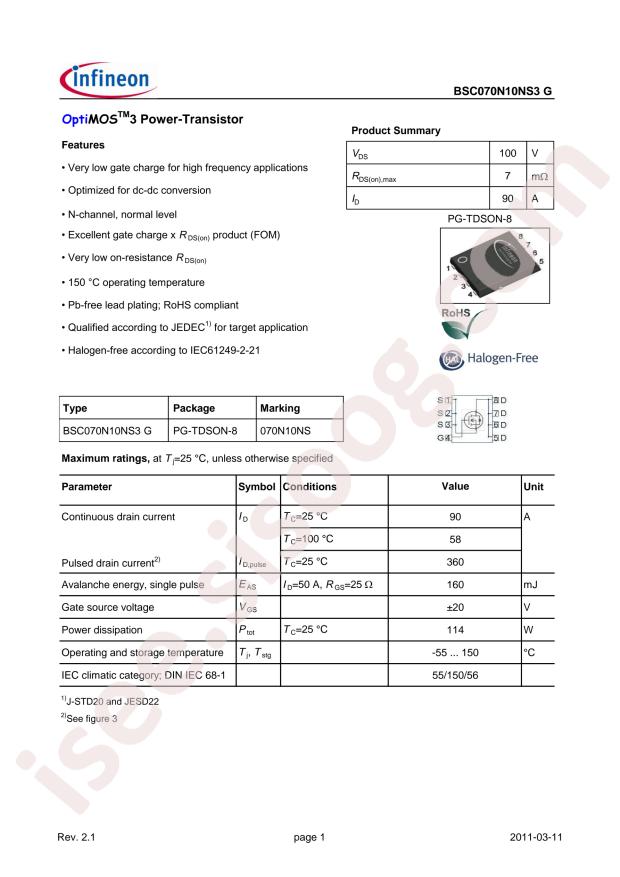BSC070N10NS3G
