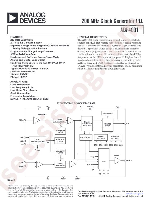 ADF4001BCPZ-RL7