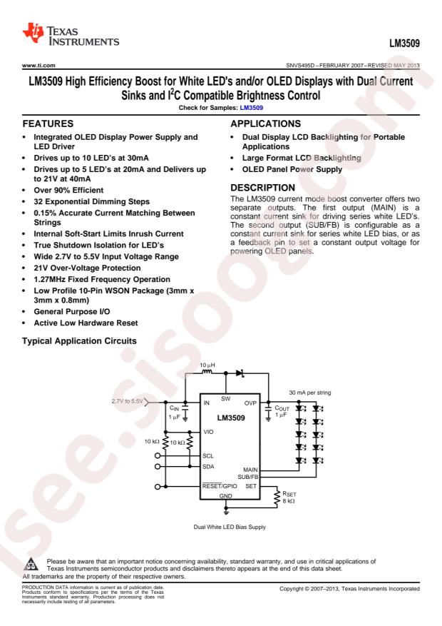 LM3509SDX/NOPB