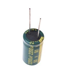 خازن الکترولیتی ایستاده 2200µF ولتاژ 50V سایز 25x16mm