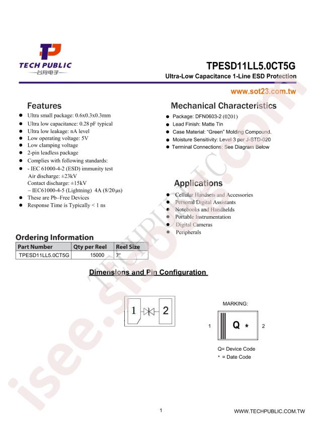 TPESD11LL5.0CT5G
