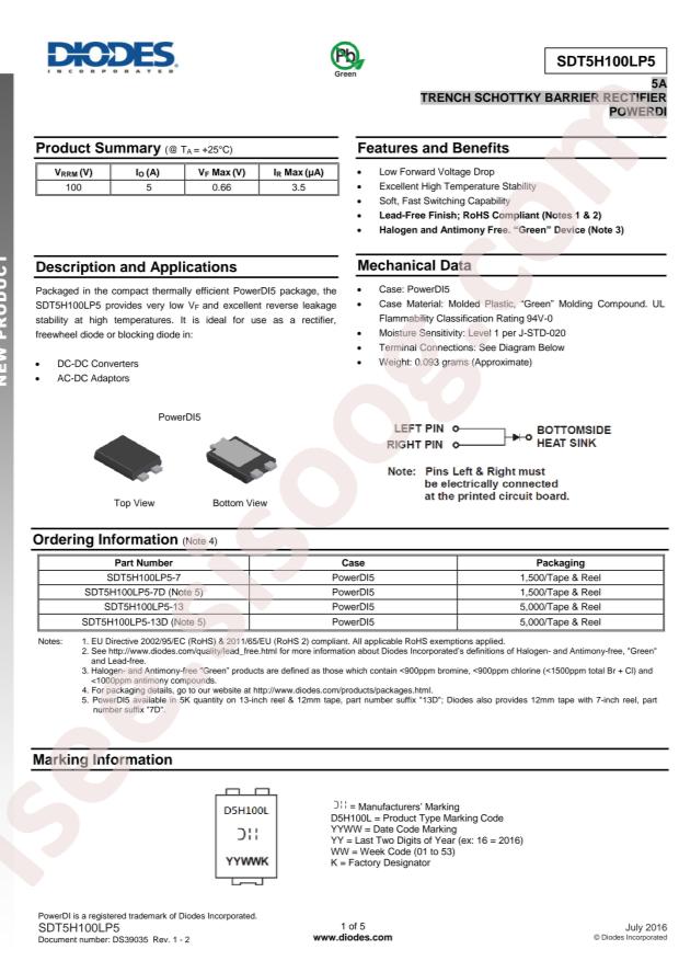 DIODES SDT5H100LP5-7D
