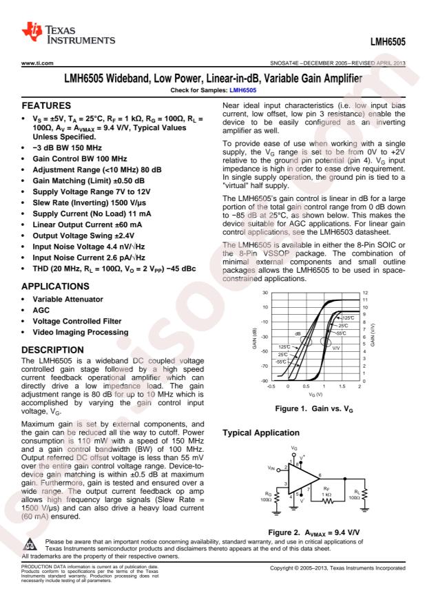 LMH6505MA/NOPB