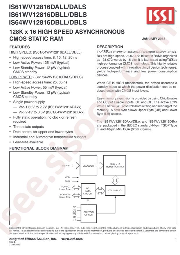 IS64WV12816DBLL-12CTLA3-TR