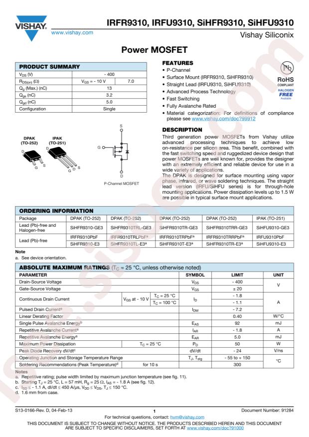 IRFU9310PBF