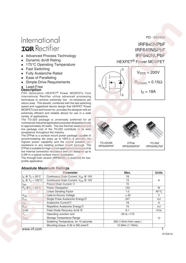 IRF640NPBF