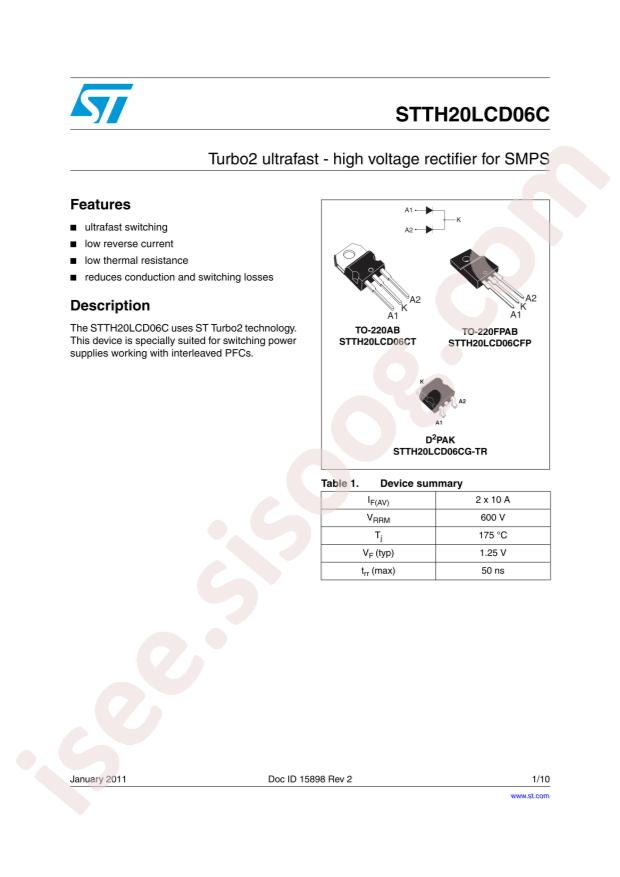 STTH20LCD06CFP