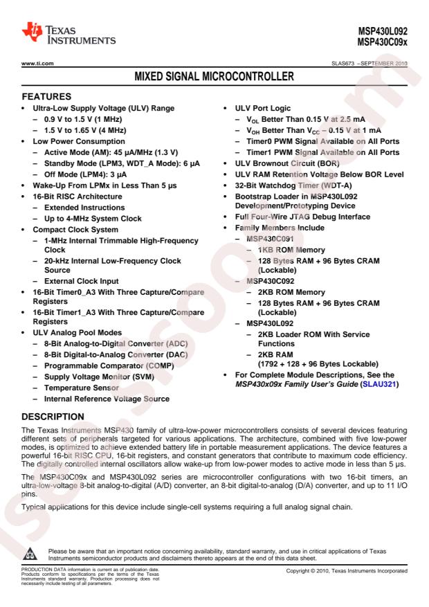 MSP430L092SPWR