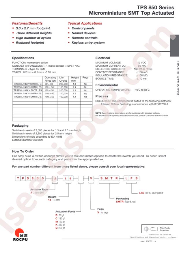 TPS850 J14B V SMTR LFS