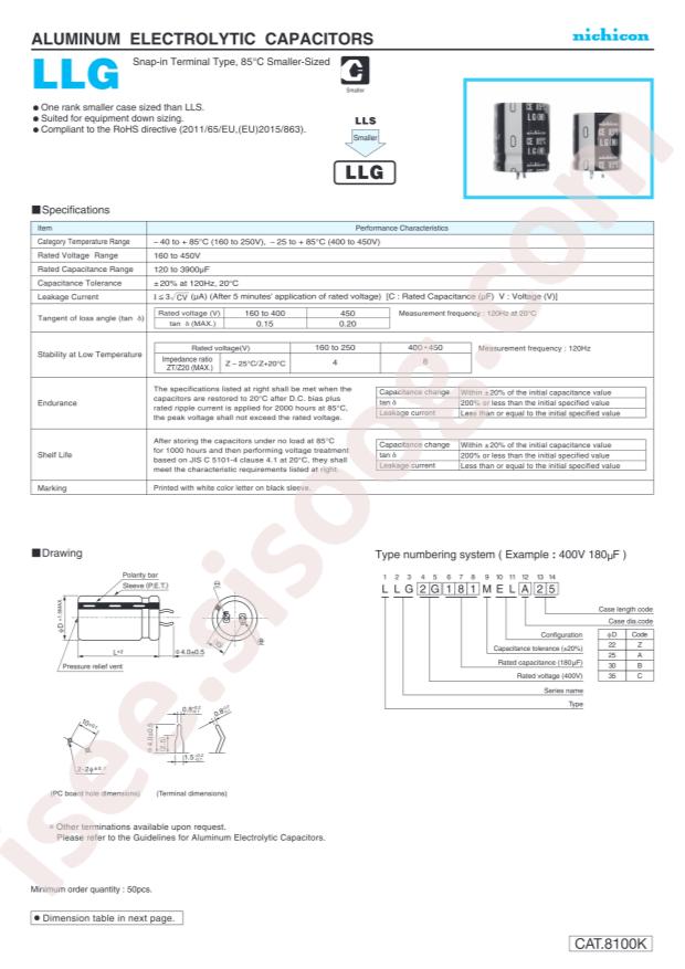 Nichicon LLG2E122MELB40