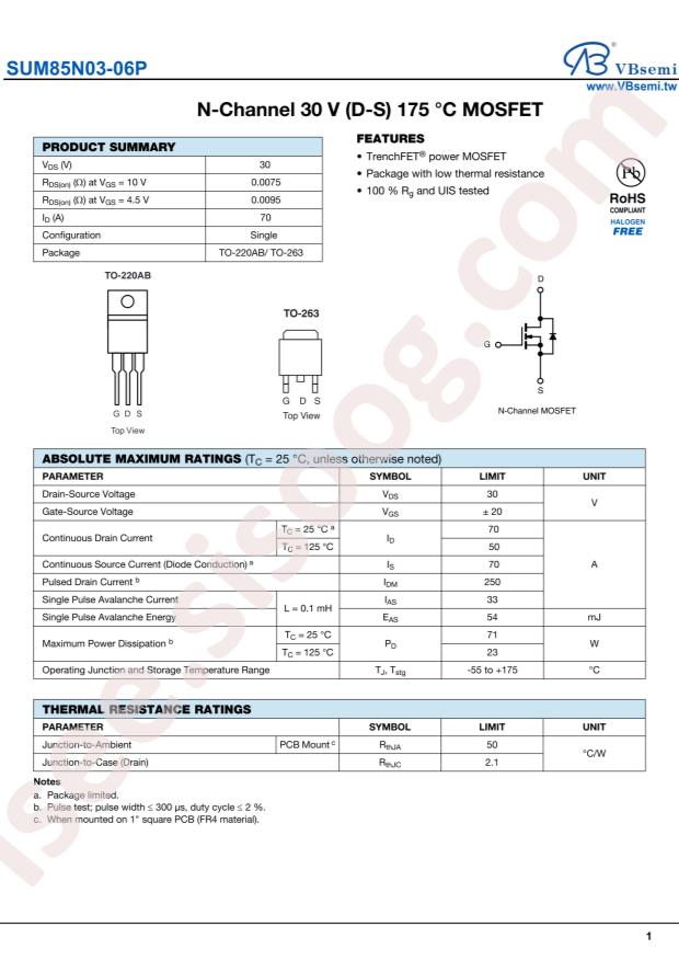 SUM85N03-06P-VB